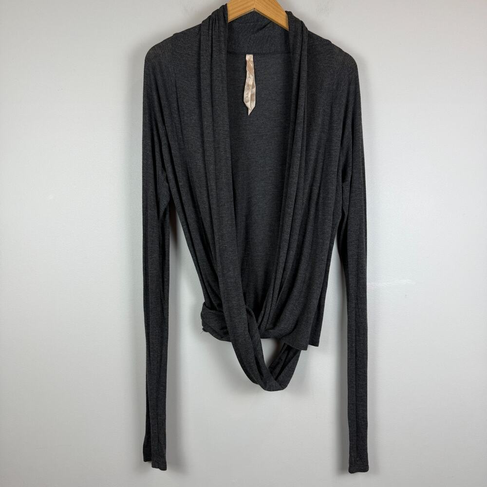 Bailey 44 Cardigan Women's M Gray Stretch Open Front Twist Long‎ Sleeve Sweater